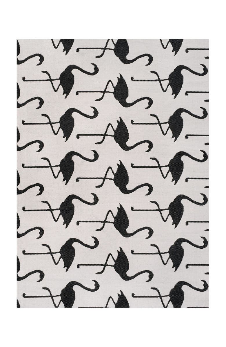 JONATHAN Y Liana Casual Coastal Flamingos Two-Tone Indoor/Outdoor Area Rug, Main, color, White/Black