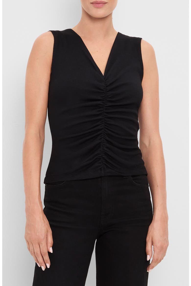 Lune Shirred Front Tank, Main, color, BLACK
