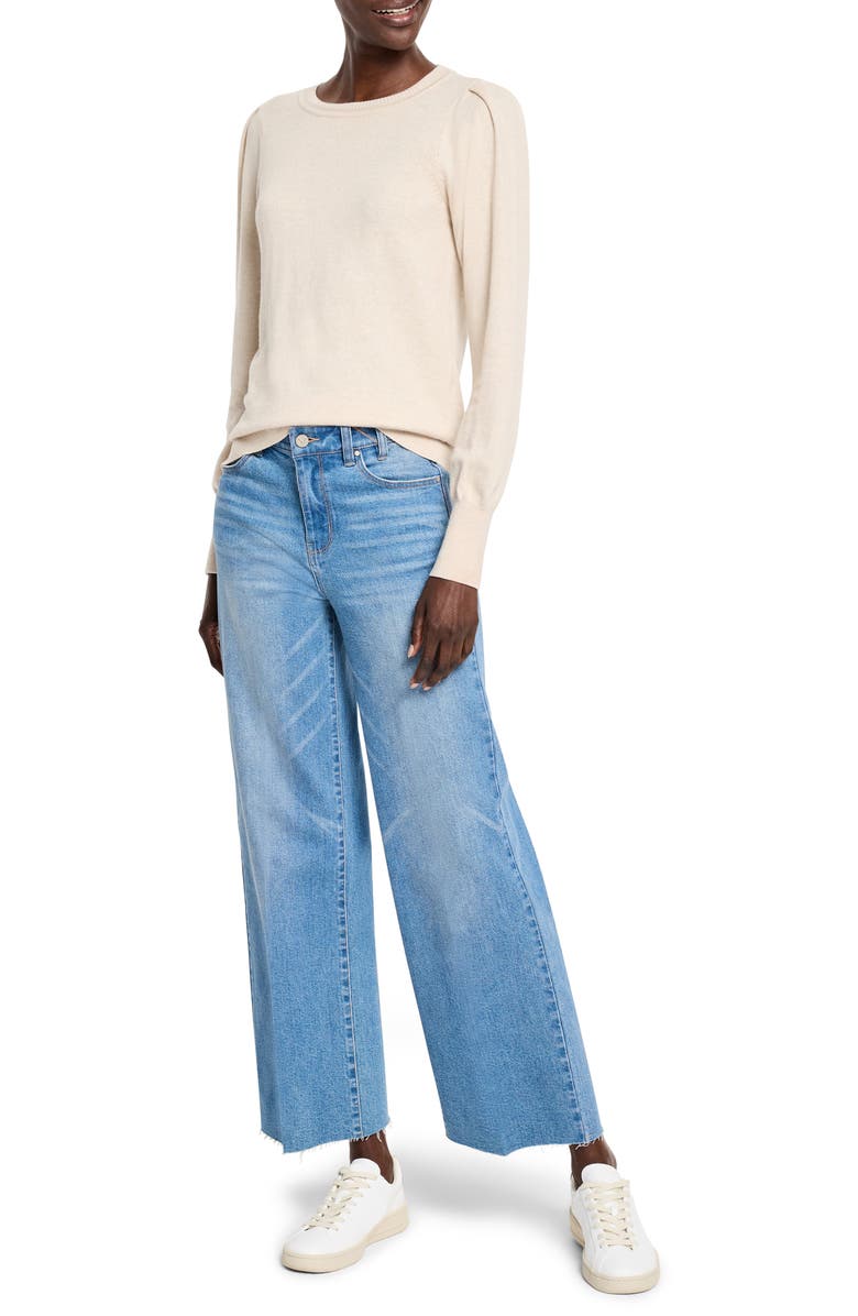 NIC+ZOE High Waist Raw Hem Wide Leg Jeans, Alternate, color, Skyline