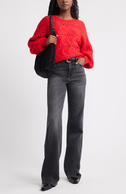 Treasure & Bond Cable Crewneck Sweater In Red
