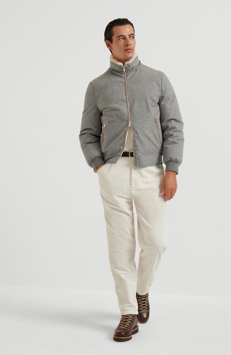 Brunello Cucinelli Down jacket with detachable hood, Alternate, color, Light Grey