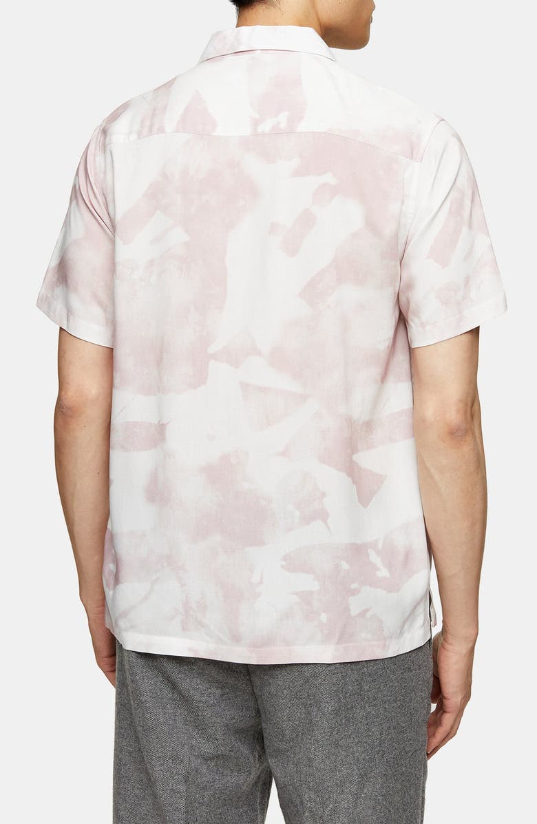 Topman Mist Slim Fit Print Short Sleeve Button-Up Shirt, Alternate, color, 