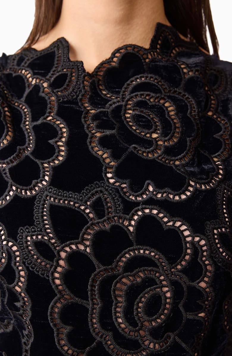 Elliatt Eris Sleeveless Velvet Lace Midi Dress, Alternate, color, 