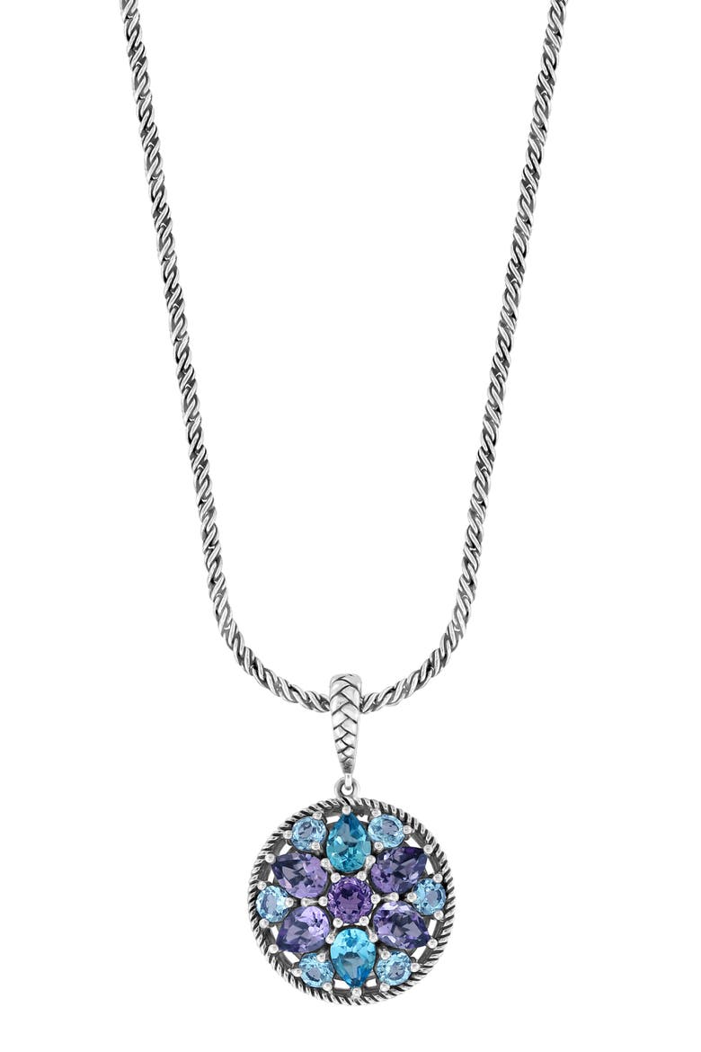 Sterling Silver Amethyst & Blue Topaz Pendant Necklace, Main, color, SILVER MULTI