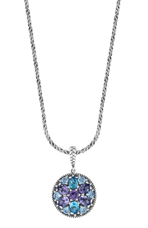 Sterling Silver Amethyst & Blue Topaz Pendant Necklace