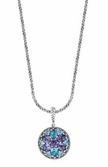 Sterling Silver Amethyst & Blue Topaz Pendant Necklace