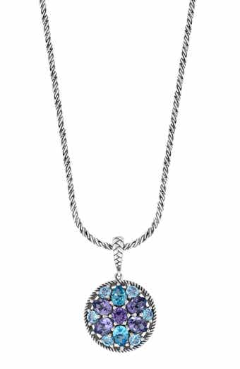 Sterling Silver Amethyst & Blue Topaz Pendant Necklace