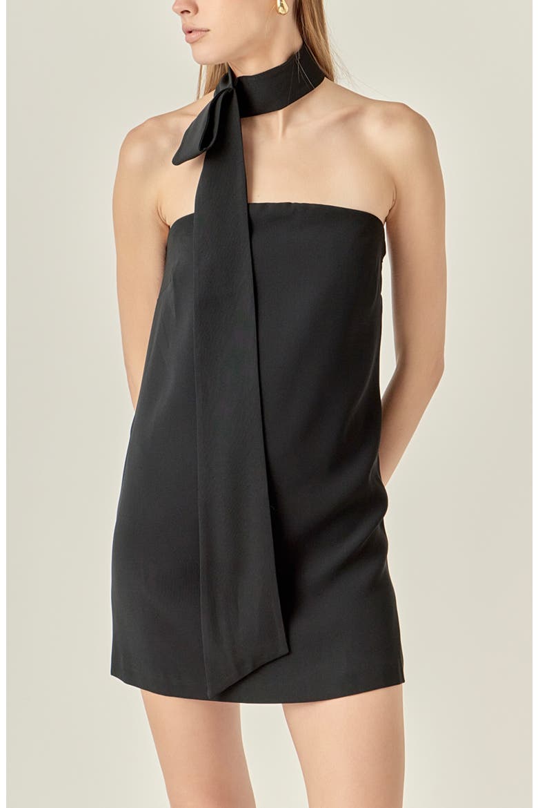 Choker Tie Minidress, Alternate, color, BLACK