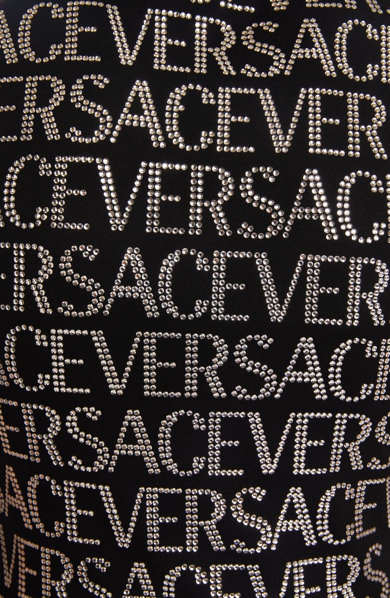 Versace Women's Crystal Embellished Cotton Logo T-Shirt, Alternate, color, 