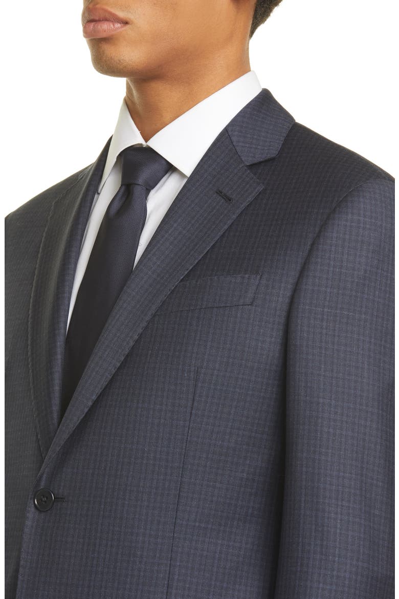 G Line Trim Fit Check Wool Suit, Alternate, color, NAVY