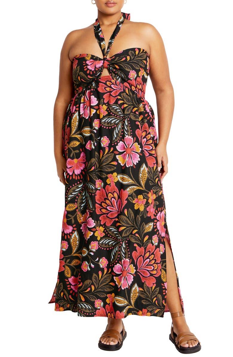 City Chic Peta Halter Maxi Dress, Main, color,