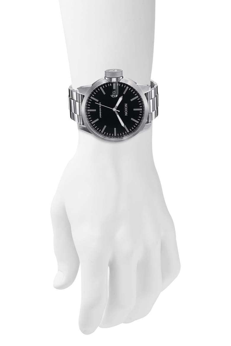 'The Chronicle' Stainless Steel Watch, 48mm, Alternate, color, BLACK