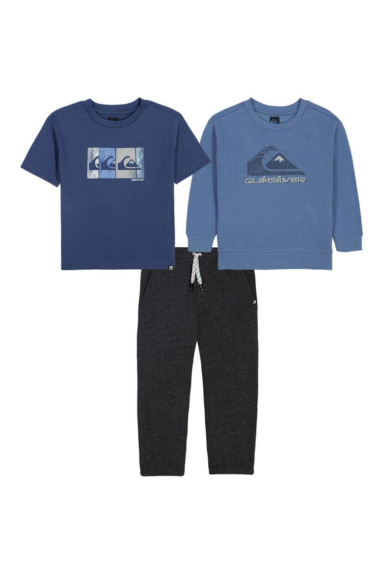 Kids' 3-Piece Fleece Sweatshirt, T-Shirt & Joggers Set, Main, color, BLUE MULTI