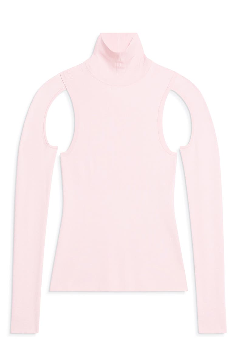 Helmut Lang Cutout Turtleneck Knit Top, Alternate, color, Baby Pink - V32