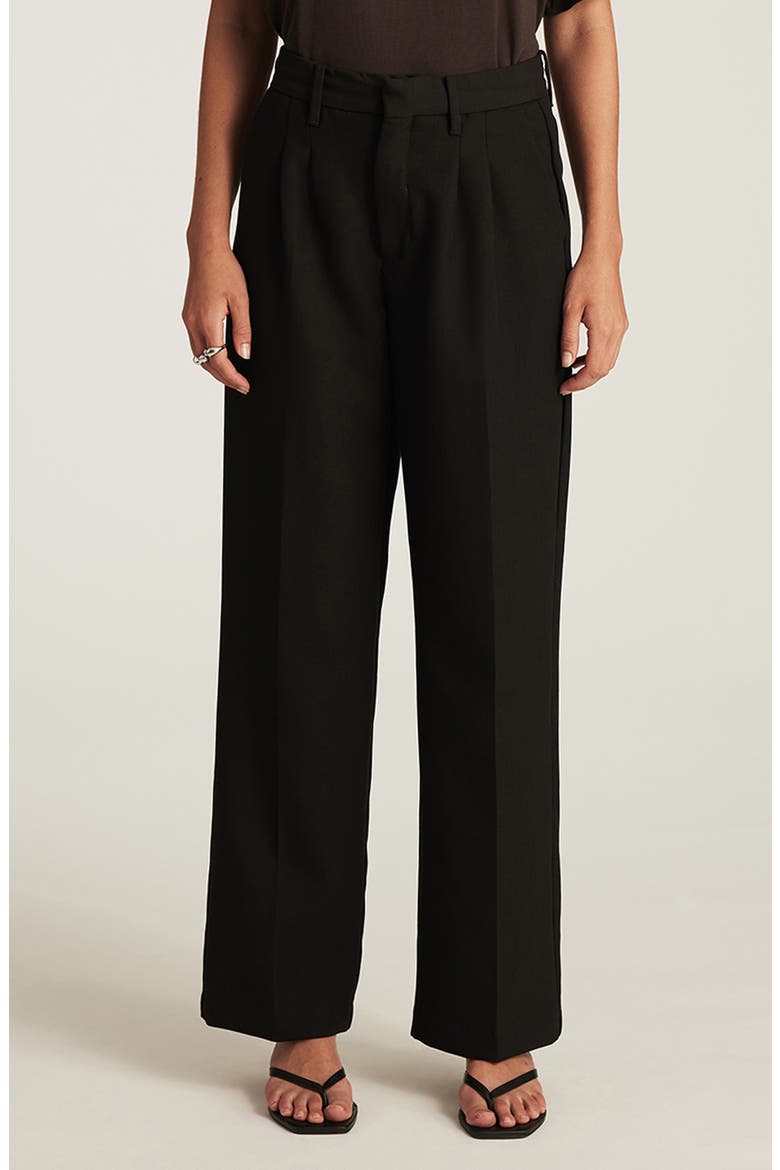 Pleated Wide Leg Twill Pants, Main, color, BLACK SMART TWILL