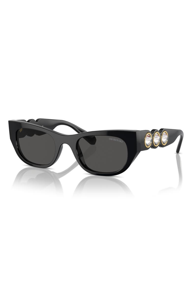 Swarovski 51mm Pillow Sunglasses, Alternate, color, Black