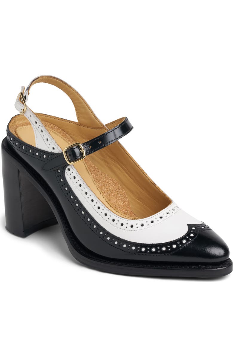 THE OFFICE OF US Mrs. Russel Ankle Strap Pump, Main, color, Black/ White