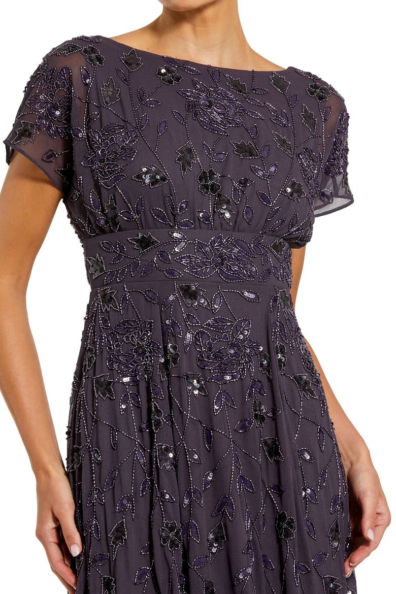 Embellished Georgette A-Line Gown, Alternate, color, Blackberry