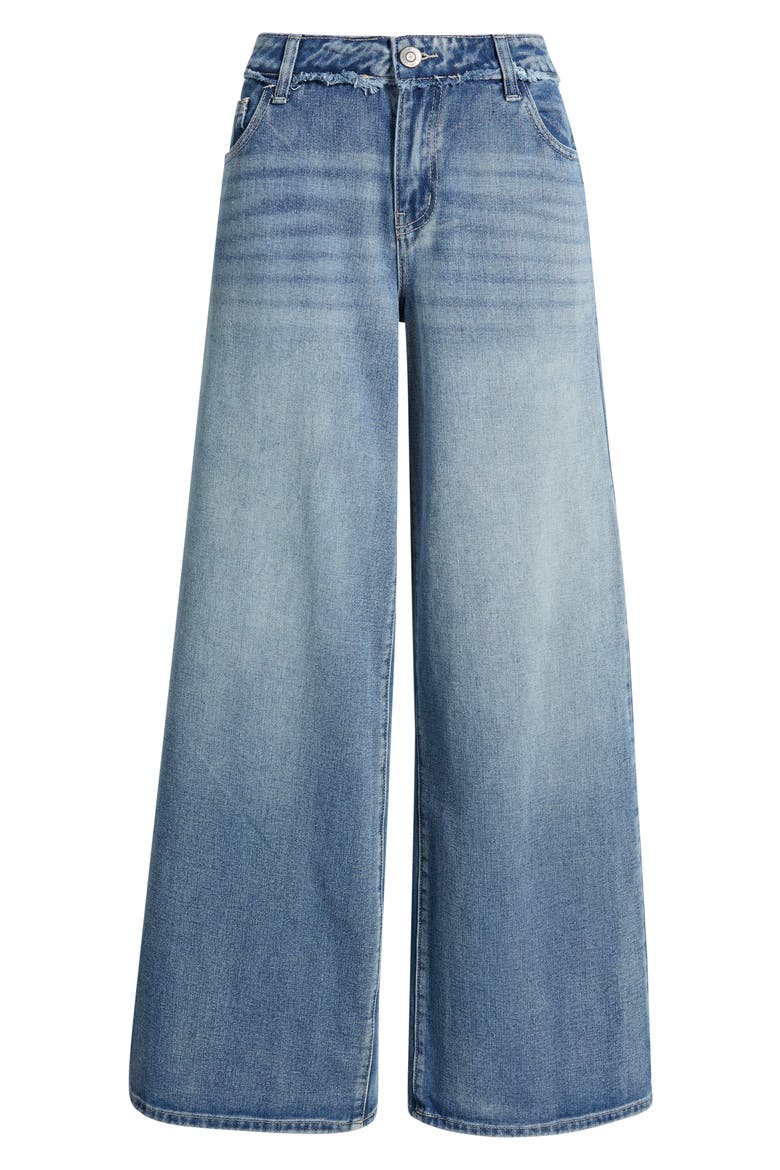 Studded Star Pocket High Waist Wide Leg Jeans, Alternate, color, 08C - LIGHT MEDIUM