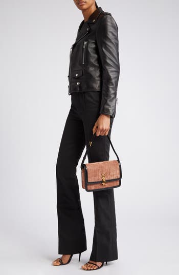 Medium Solferino Suede Shoulder Bag
