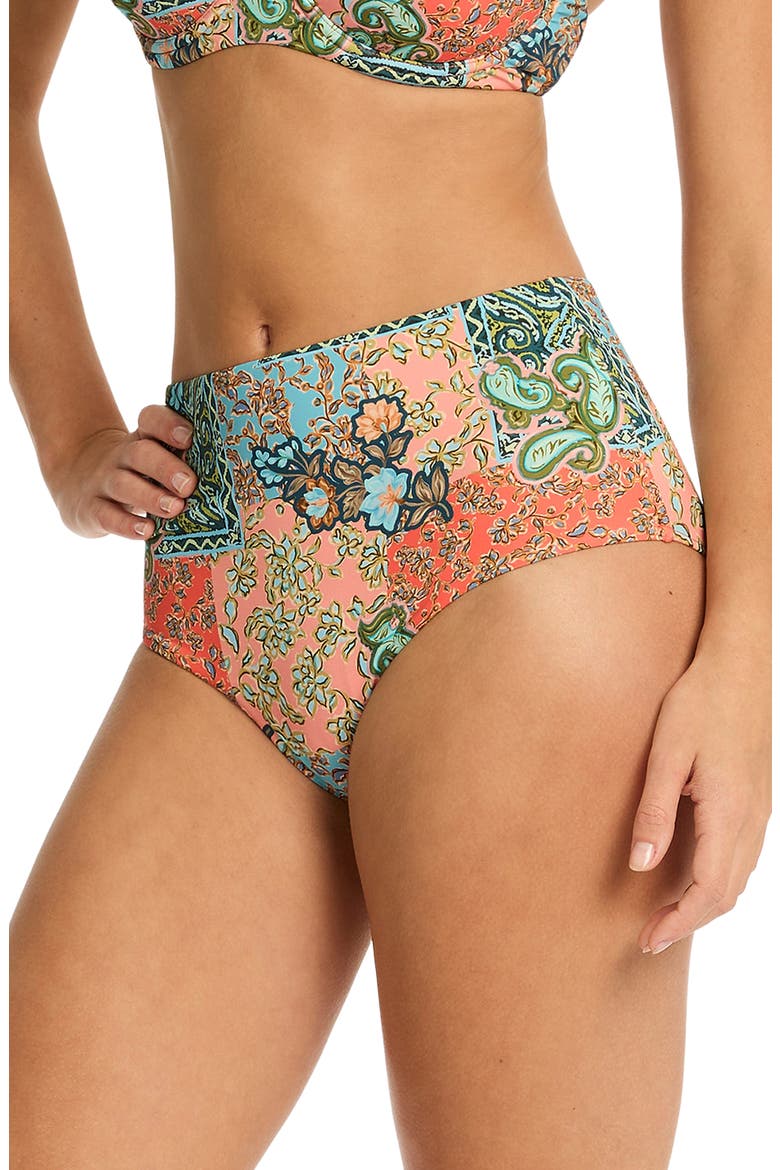 Java High Waist Bikini Bottoms, Alternate, color, CORAL