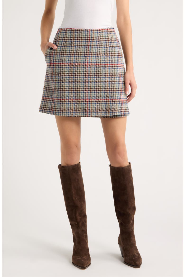Margo Wool Wrap Miniskirt, Main, color, CAMEL BRIGHTS CHECK