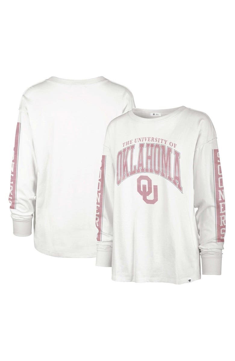 '47 Women's '47 Cream Oklahoma Sooners Statement SOA 3-Hit Long Sleeve T-Shirt, Main, color, White
