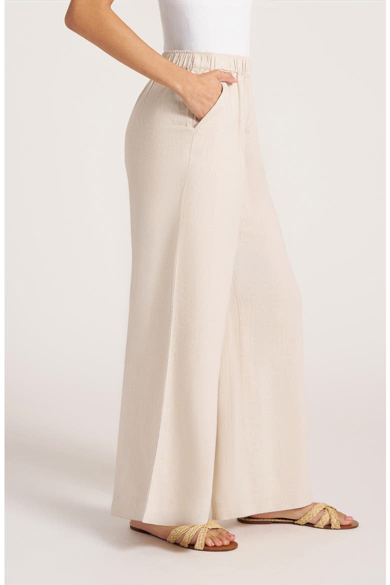 Seraphine Wide Leg Linen Blend Pants, Alternate, color, SAND