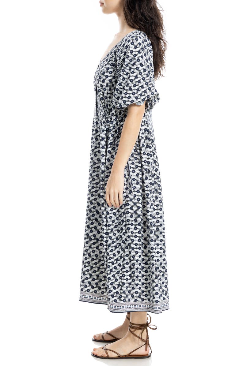 MAX STUDIO Side Tie Maxi Dress, Alternate, color, Cream/ Navy Diamond Check