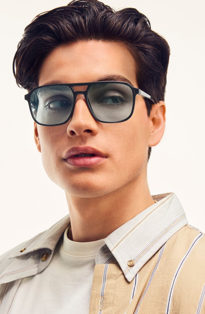 QUAY On the Fly 57mm Aviator Sunglasses, Alternate, color, Black/ Aqua