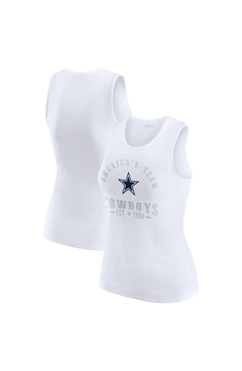 WEAR by Erin Andrews Women's WEAR by Erin Andrews White Dallas Cowboys Ribbed Graphic Tank Top, Alternate, color, White