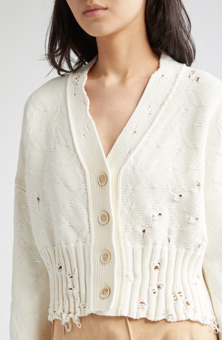 Marni Dishevelled Cotton Crop Cardigan, Alternate, color, 00W01 Lily White