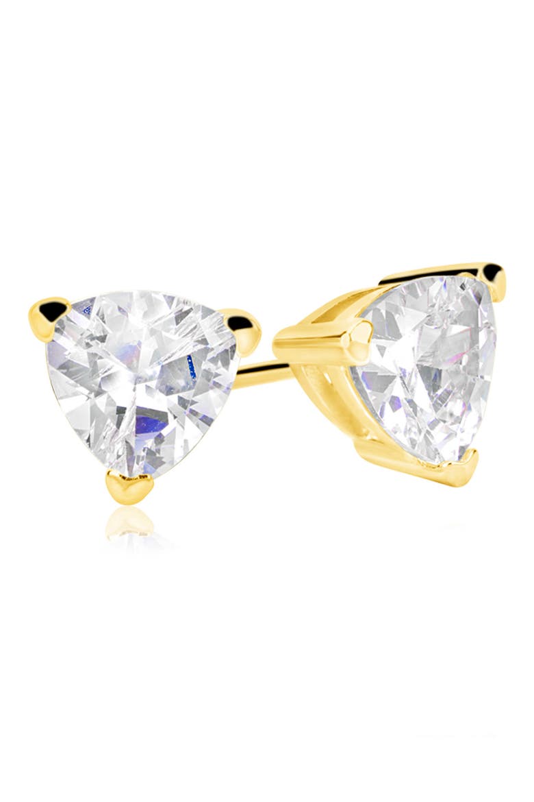 Sterling Silver Trillion Shape CZ Stud Earrings, Main, color, GOLD