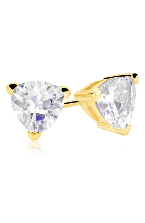 Sterling Silver Trillion Shape CZ Stud Earrings