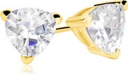 SUZY LEVIAN Sterling Silver Trillion Shape CZ Stud Earrings
