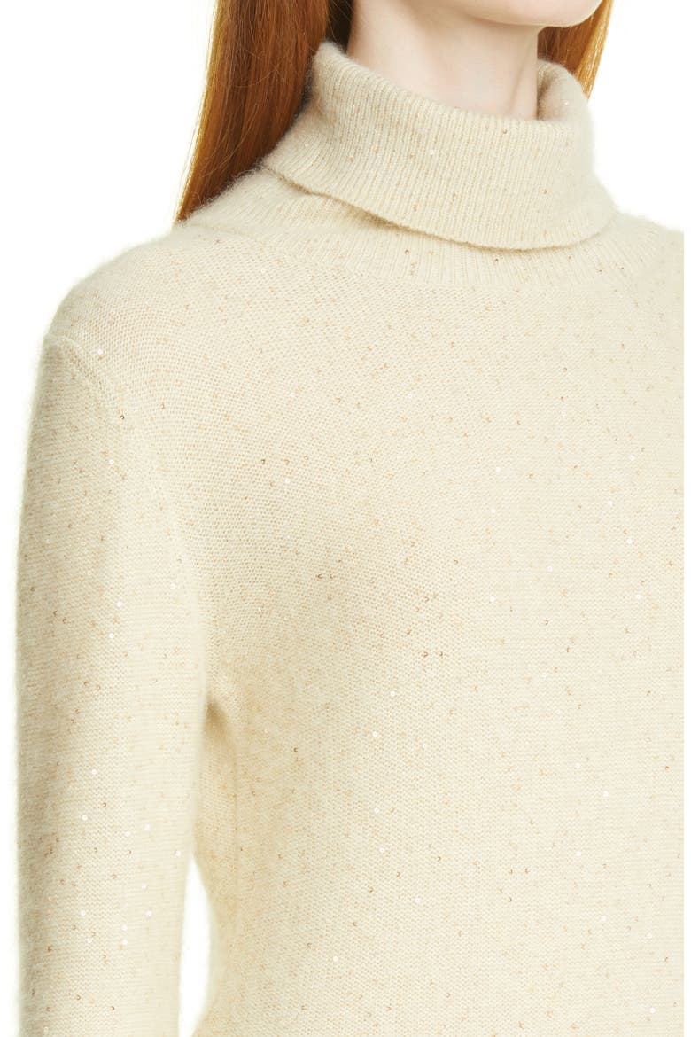 Sequin Turtleneck Sweater, Alternate, color, VANILLA