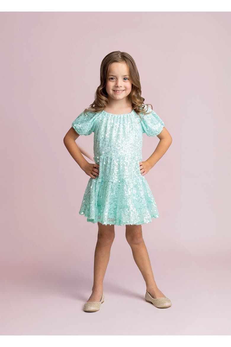 Teal Twinkle Short Sleeve Dress, Alternate, color, Blue