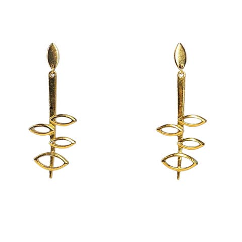 Vintage Goldtone 1970's Design Dangle Earrings