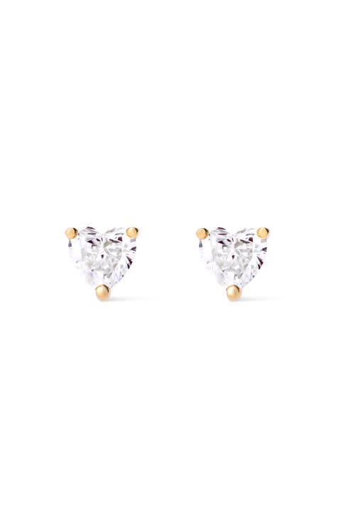 Solid Yellow Gold - Diamond Heart Studs
