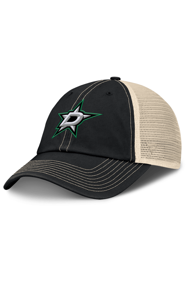 Men's Fanatics Black/Natural Dallas Stars Rival Trucker Adjustable Hat, Main, color, Black