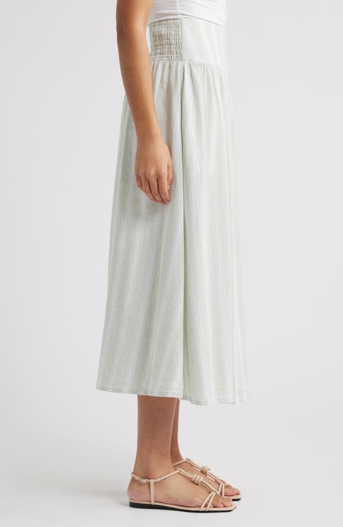 Caslonr Caslon(r) Linen Blend Skirt In Green- White Tay Stripe