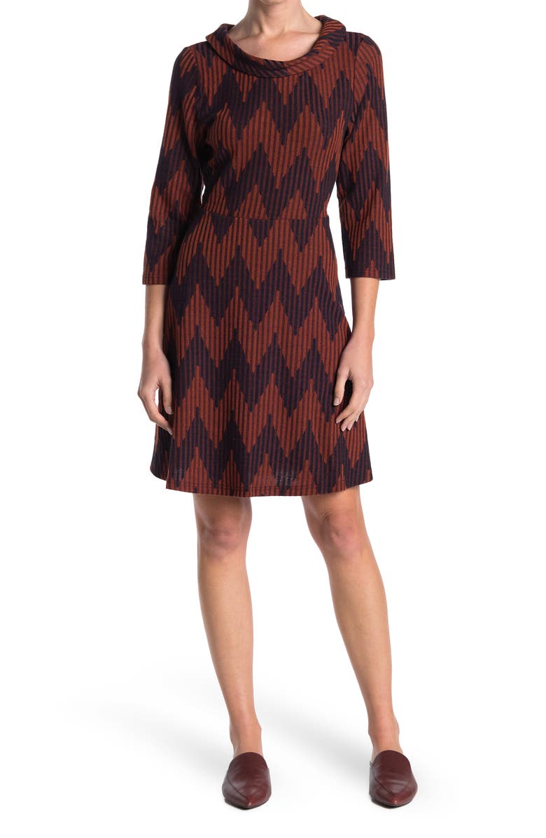 PAPILLON Quarter Sleeve Chevron Striped Sweater Dress, Main, color, 