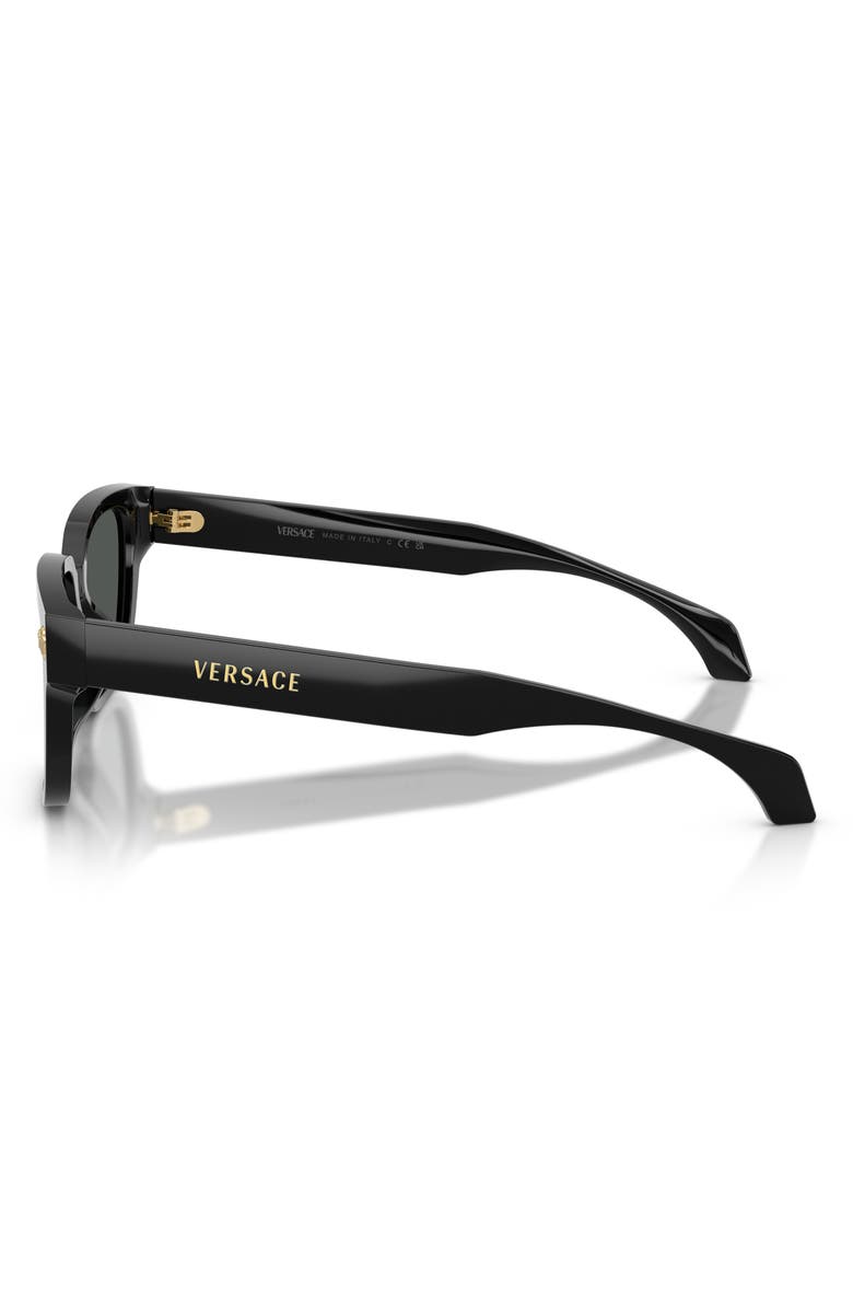 Versace 56mm Rectangular Sunglasses, Alternate, color, Black / Dark Grey