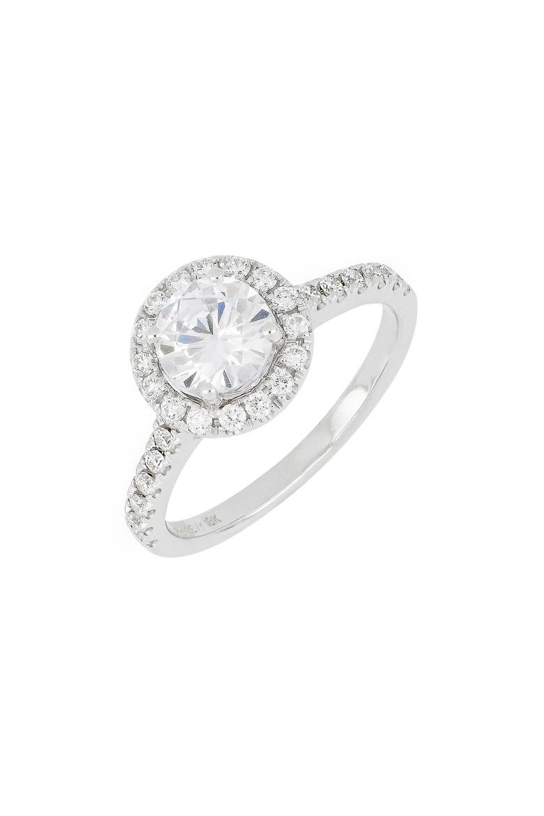 Pavé Diamond Halo Round Engagement Ring Setting   (Nordstrom Exclusive), Main, color, WHITE GOLD