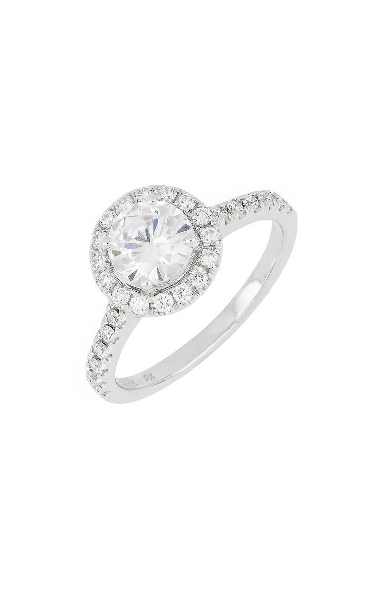 Bony Levy Pavé Diamond Halo Round Engagement Ring Setting, Main, color, White Gold