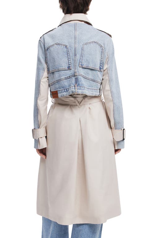 Desigual Mixed Media Trench Coat In Beige