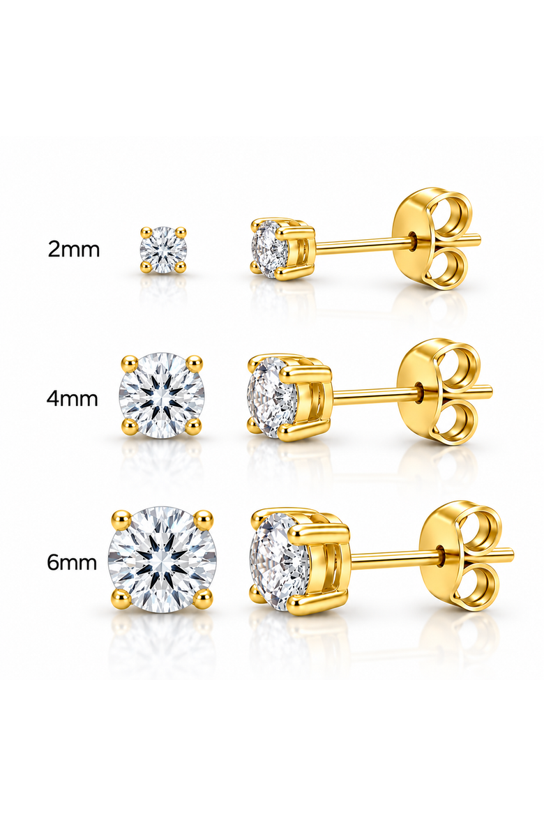 Set Of 3 14K Yellow Gold Earrings, Alternate, color, Gold