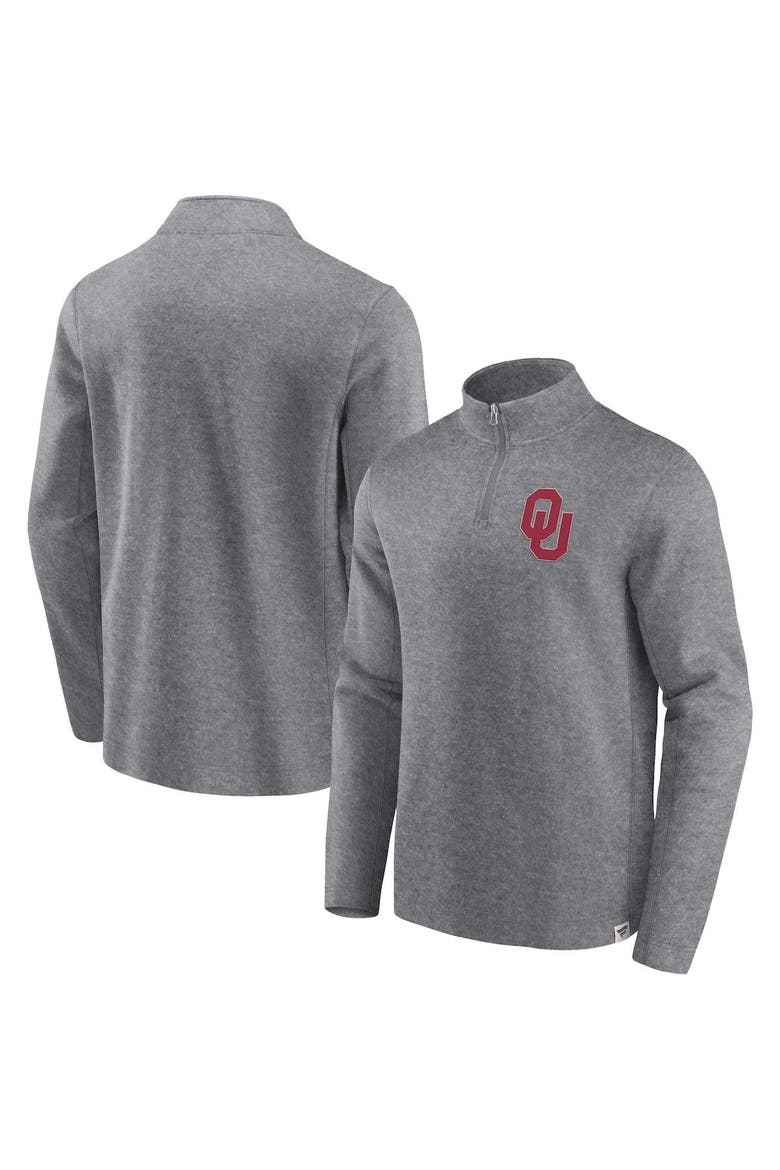 Men's Fanatics Branded Heather Gray Oklahoma Sooners Vintage Fleece Quarter-Zip Jacket, Main, color, Heather Gray