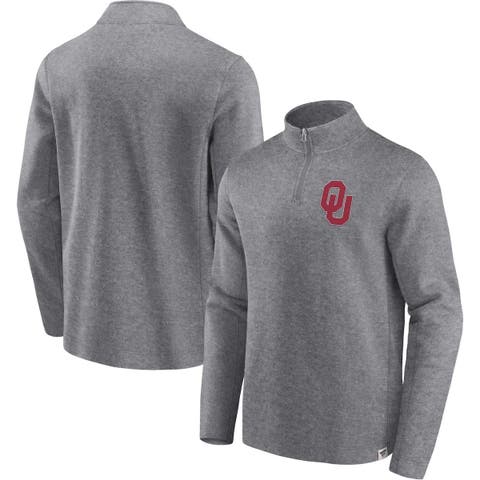 Men's Fanatics Branded Heather Gray Oklahoma Sooners Vintage Fleece Quarter-Zip Jacket