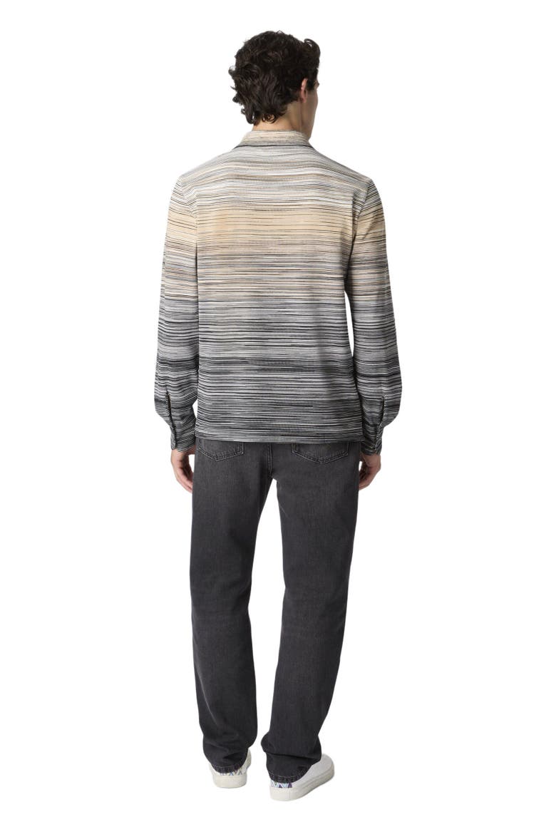 Long Sleeve Polo With Flame Knit, Alternate, color, Grey